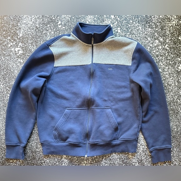 MK Michael Kors Full Zip Fleece Jacket Size Large Navy / Gray - Picture 1 of 4